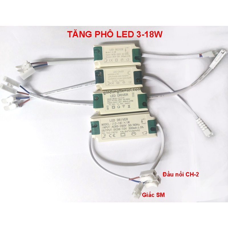 Nguồn tăng phô đèn led 3W đến 18W đèn chiếu sáng âm trần