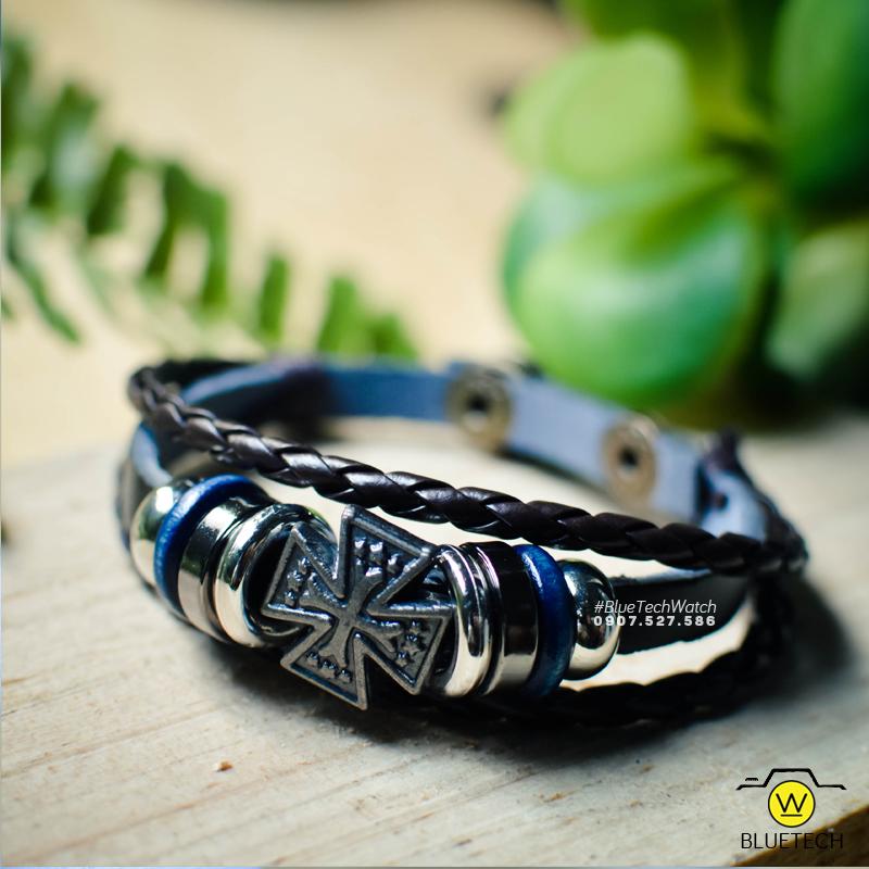 Vòng tay da handmade chữ thập