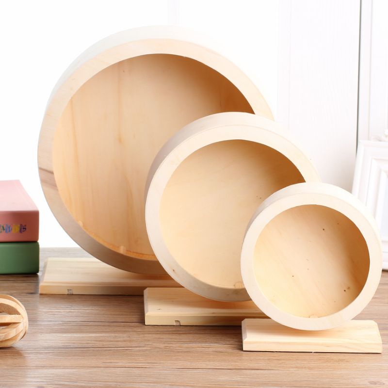 Wheel gỗ kèm đế nguyên khối cho hamster,rat,sóc...