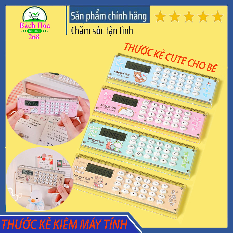 Thước kẻ máy tính, màn hình LED 8 chữ số 1 thước cho bé học tập, bộ thước kẻ, thước kẻ đa năng, bộ dụng cụ học tập, thước đo kiêm máy tính mini, thuoc ke thong minh