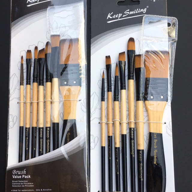 Bộ 6 bút lông cọ vẽ hỗn hợp kèm gesso 1” hàng chính hãng keep smilling