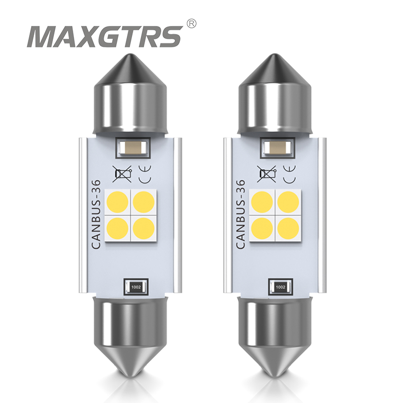 MAXGTRS 2x Car Festoon C5W 28mm 31mm 36mm 39mm 41mm 44mm 3030 LED License Plate Bulb