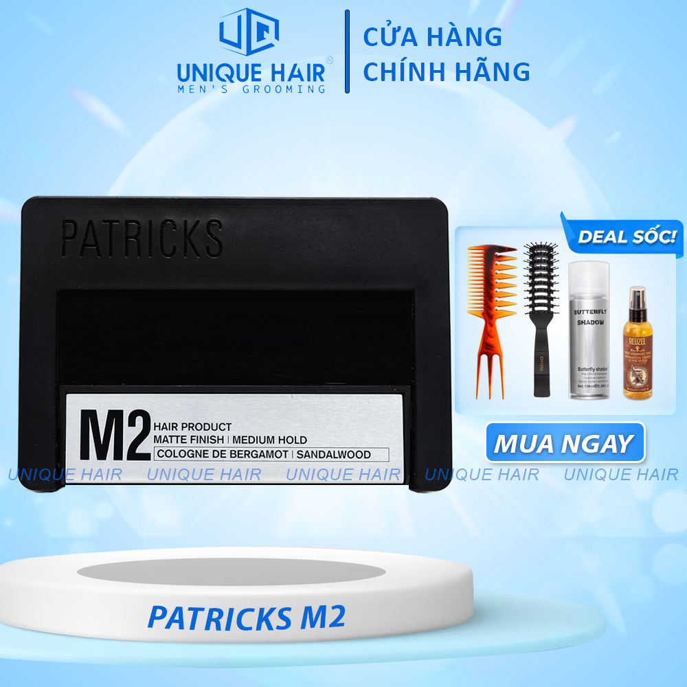 Sáp vuốt tóc patricks m2 matte finish | medium hold 75gr - chính hãng