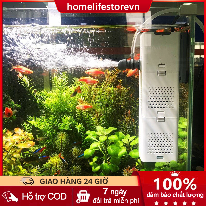 Máy lọc chìm cao cấp đa chức năng bơm nước, lọc nước và tạo oxy bể cá với thiết kế hiện đại, hoạt động siêu êm 500F Bộ Lọc Nước Bên Trong Bể Cá