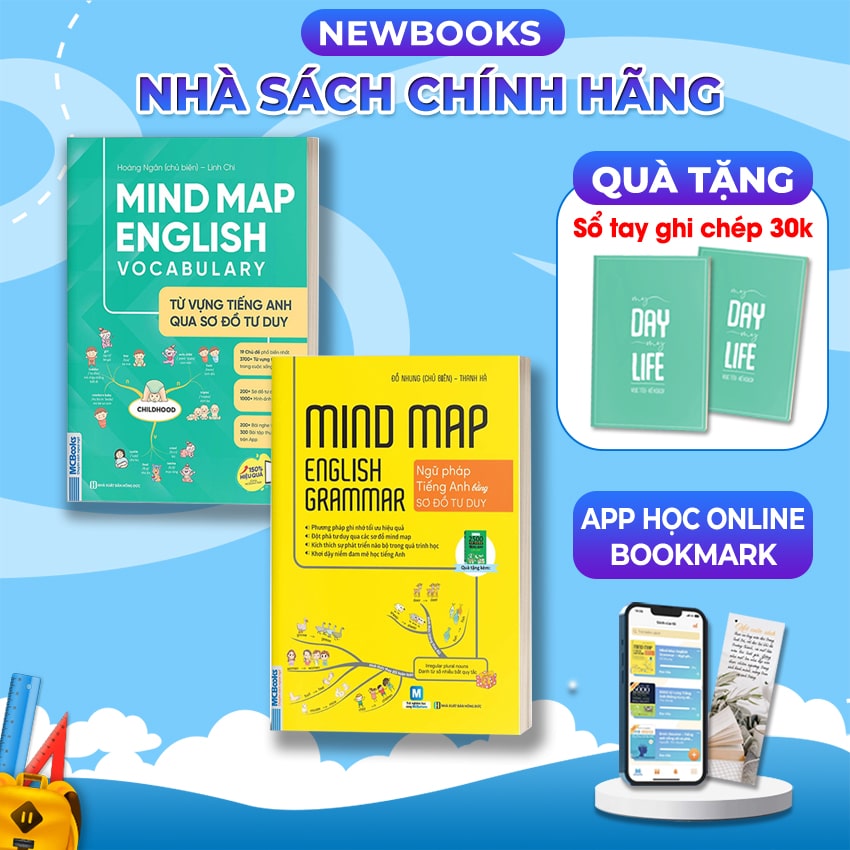 Bộ 2 Cuốn Mindmap English Grammar và Mindmap English Vocabulary - Chinh Phục Ngữ Pháp Và Từ Vựng Tiếng Anh Bằng Sơ Đồ Tư Duy