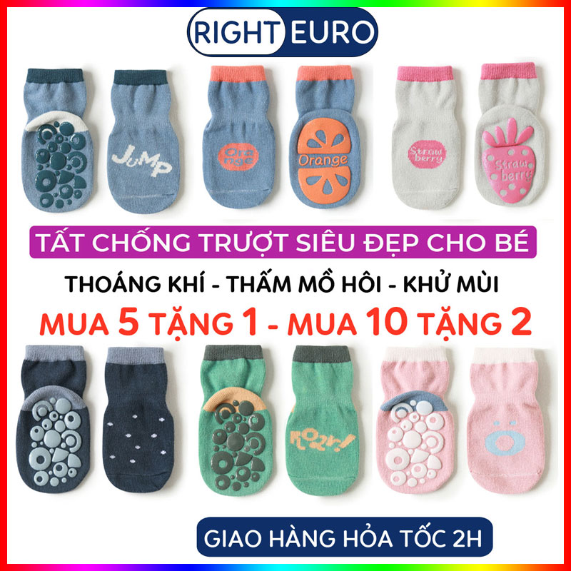 Tất Chống Trượt Cho Bé  BABYSOCKS In Hình Hoa Quả Tất Chống Trơn Cao Cấp Thoáng Khí 066
