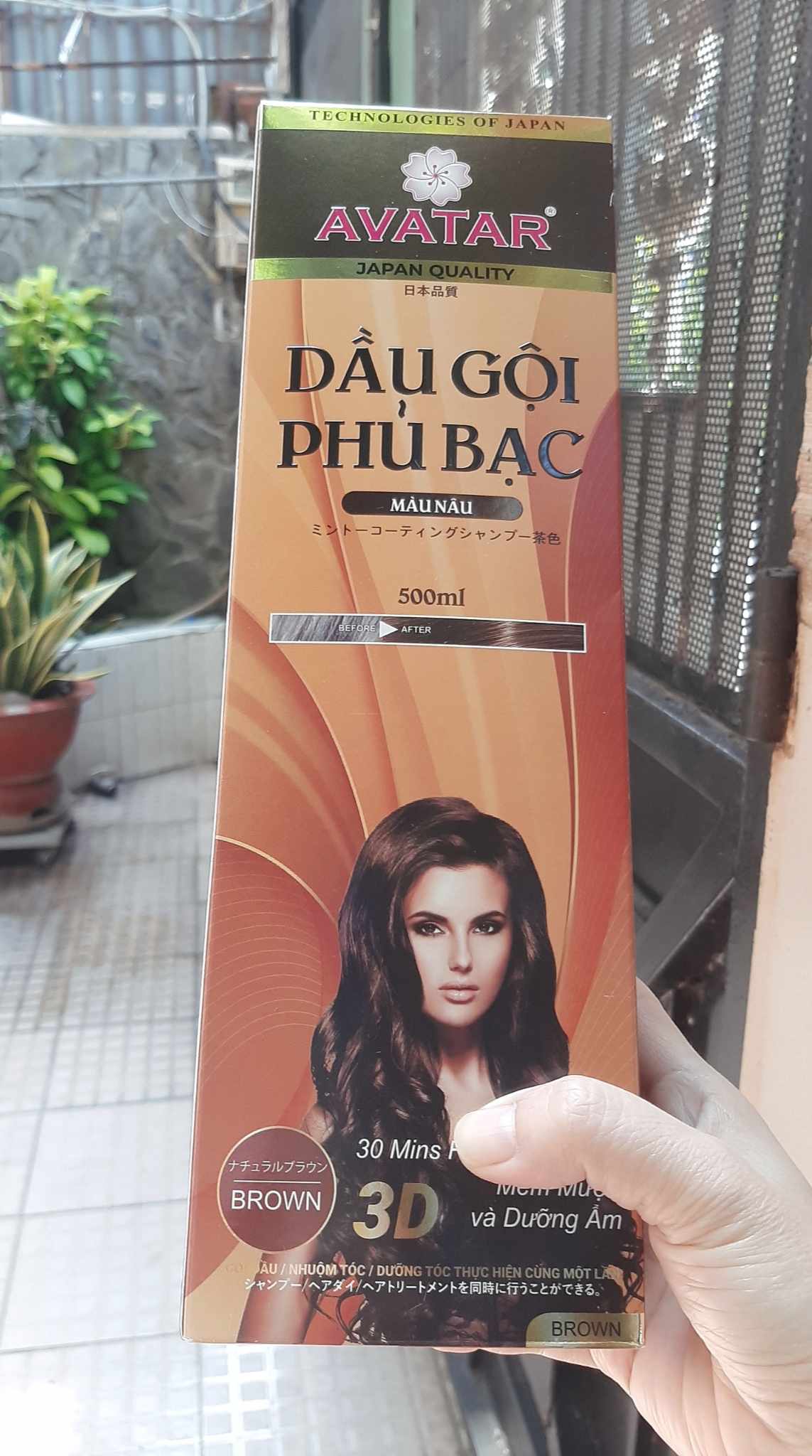 Gội Phủ Bạc 100% Sử dụng tại nhà AVATAR Tông màu nâu/đen - Chai lớn 500ml