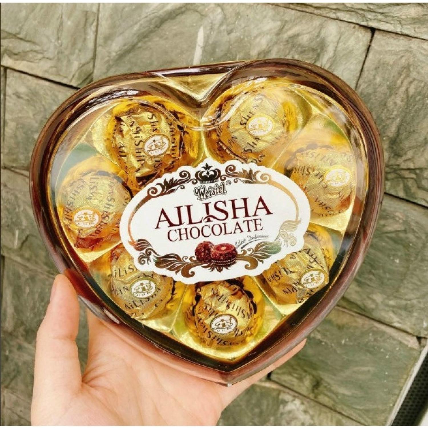 Kẹo Socola Nhân Sữa Ailisha Hộp Trái Tim 190gr