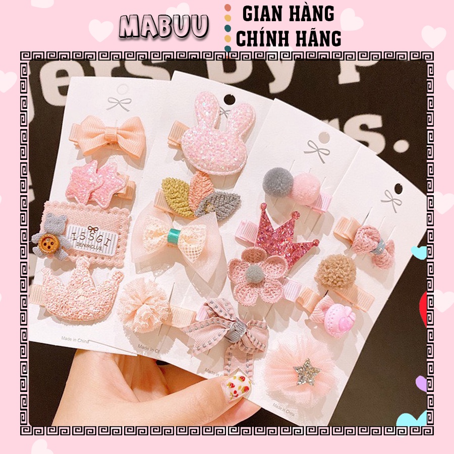 Set 4 kẹp mái màu hồng pastel cho bé gái