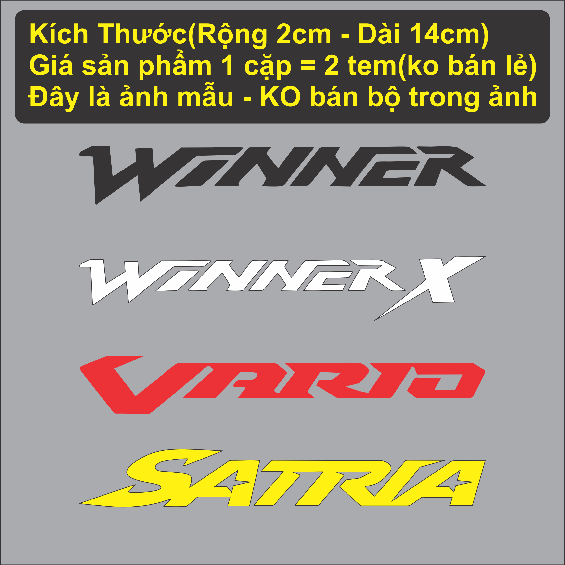 (2tem) Tem FONT (phông) gốc của các dòng xe Exciter - Vision - Vario - Winner - Raider - Satria - Sirius - Sonic - Dream - Wave - MxKing