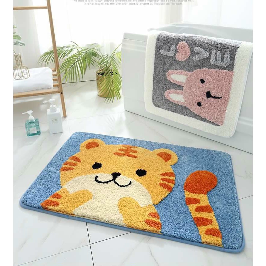 Thảm lau chân💖FREESHIP💖thảm lau chân họa tiết chú hổ con ngộ nghĩnh SURITHAM35 cao cấp