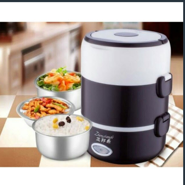 Nồi ủ cơm giữ nhiệt cắm điện inox 3 tầng - Hộp đựng cơm 3 tầng