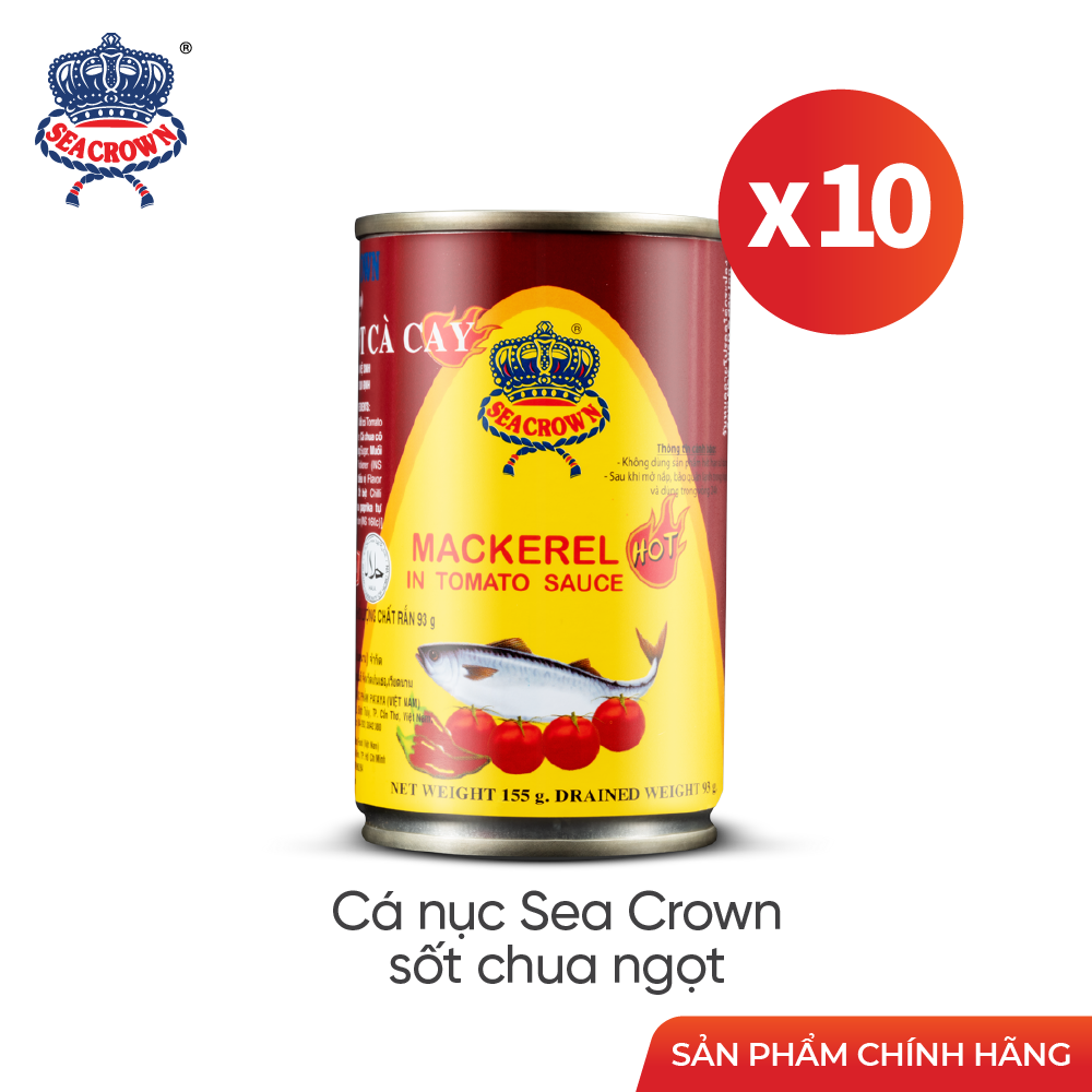 Cá hộp sea crown cá nục sốt cà cay - lốc 10