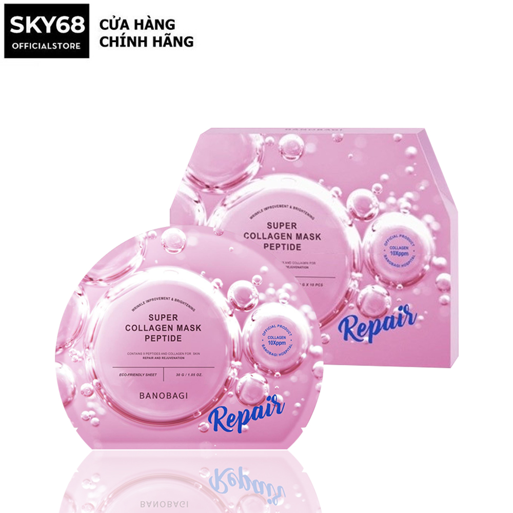 Hộp 10 Mặt Nạ BANOBAGI Hỗ Trợ Phục Hồi Da Super Collagen Mask 30ml x10 - SUPER Peptide