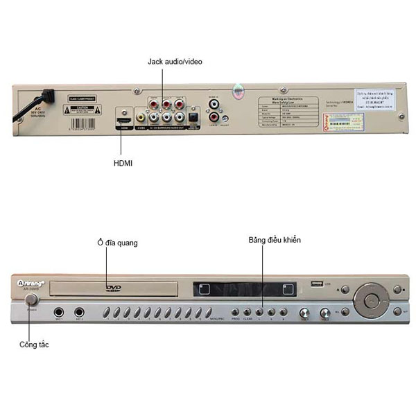 [HCM]Đầu DVD Karaoke Arirang AR-36MB (Vàng)