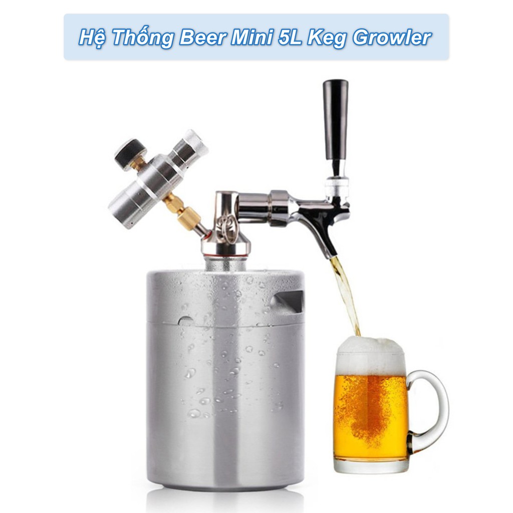 Bình Beer Mini 5L Keg Growler tạo bọt đẹp mắt