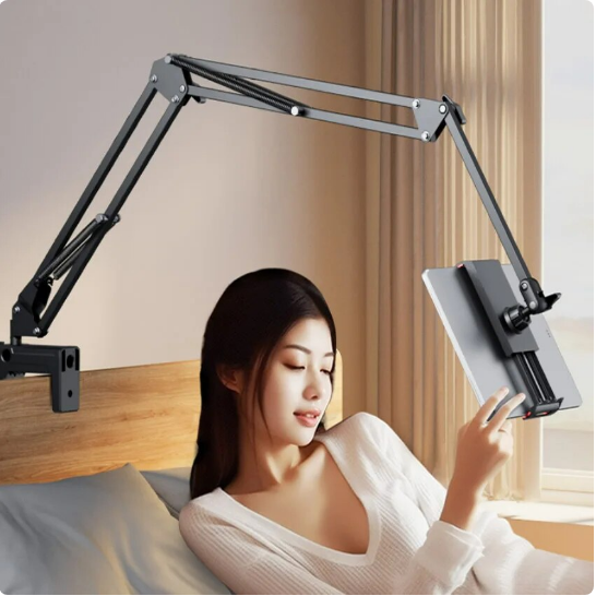 Giá đỡ ipad, điện thoại hợp kim nhôm xoay 360 độ thiết kế kẹp bàn, đầu giường chống rung, chắc chắn quay video, xem phim, đọc báo chống mõi