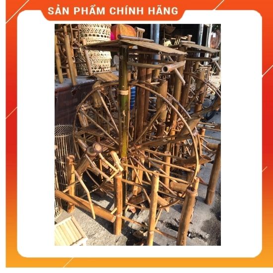 Thác nước phong thủy gia đình bằng tre ,Guồng Quay nước tiểu cảnh mi ni cho hồ cá đk 80