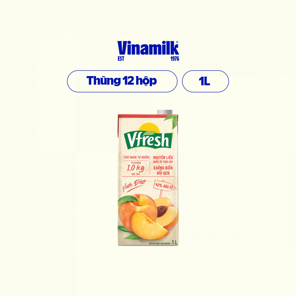 6 hộp Nước Vfresh đào ép Necta Hộp giấy 1L