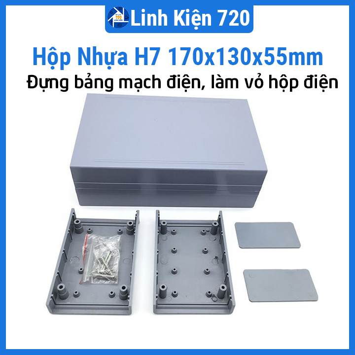 Hộp nhựa kỹ thuật H7 170x130x55mm kèm ốc vít đựng bảng mạch điện tử
