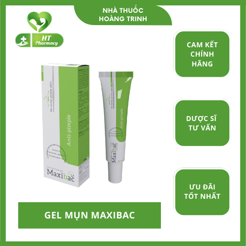 Gel chấm mụn maxibac tuýp 15ml giúp kháng khuẩn, ngăn ngừa mụn, giảm thâm do mụn