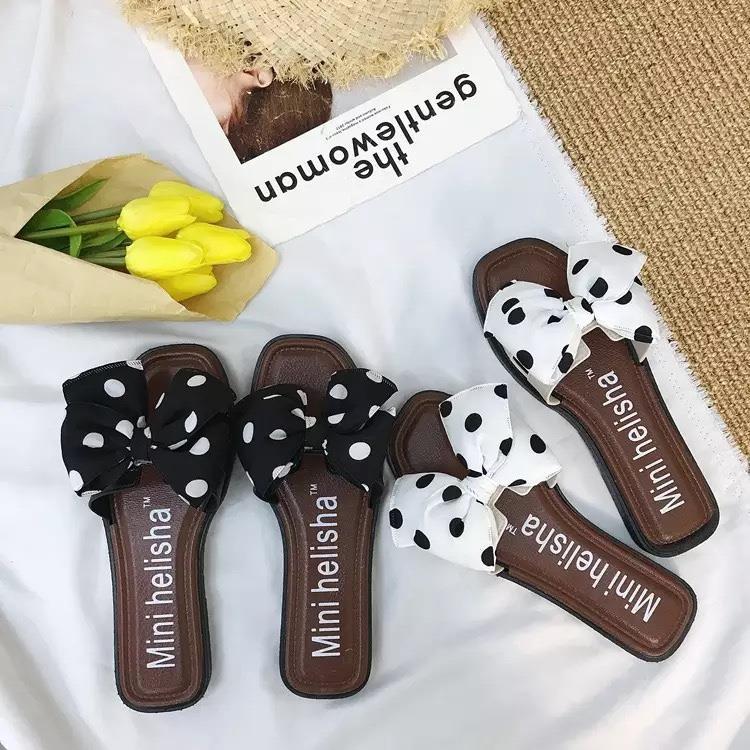 Dép quai ngang nơ Chấm bi hót hít - Verygood Ha Noi