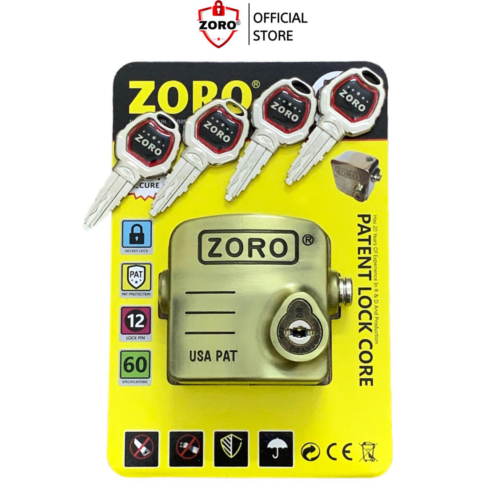 ổ khóa chụp chống cắt toàn diện ZORO,công nghệ Mỹ,bảo vệ pát cửa