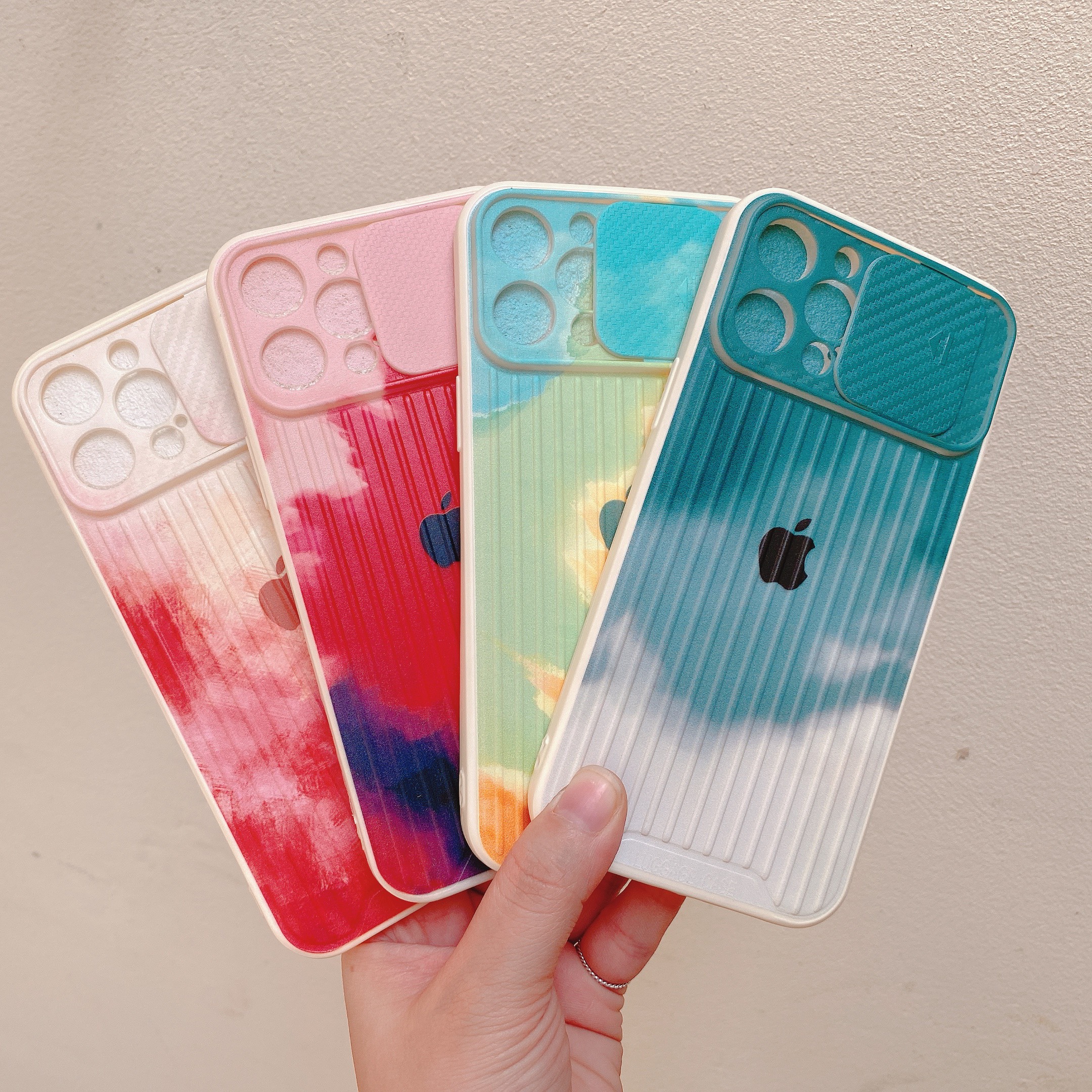 Ốp dẻo màu loang sọc vân che camera cho iphone 12 pro max