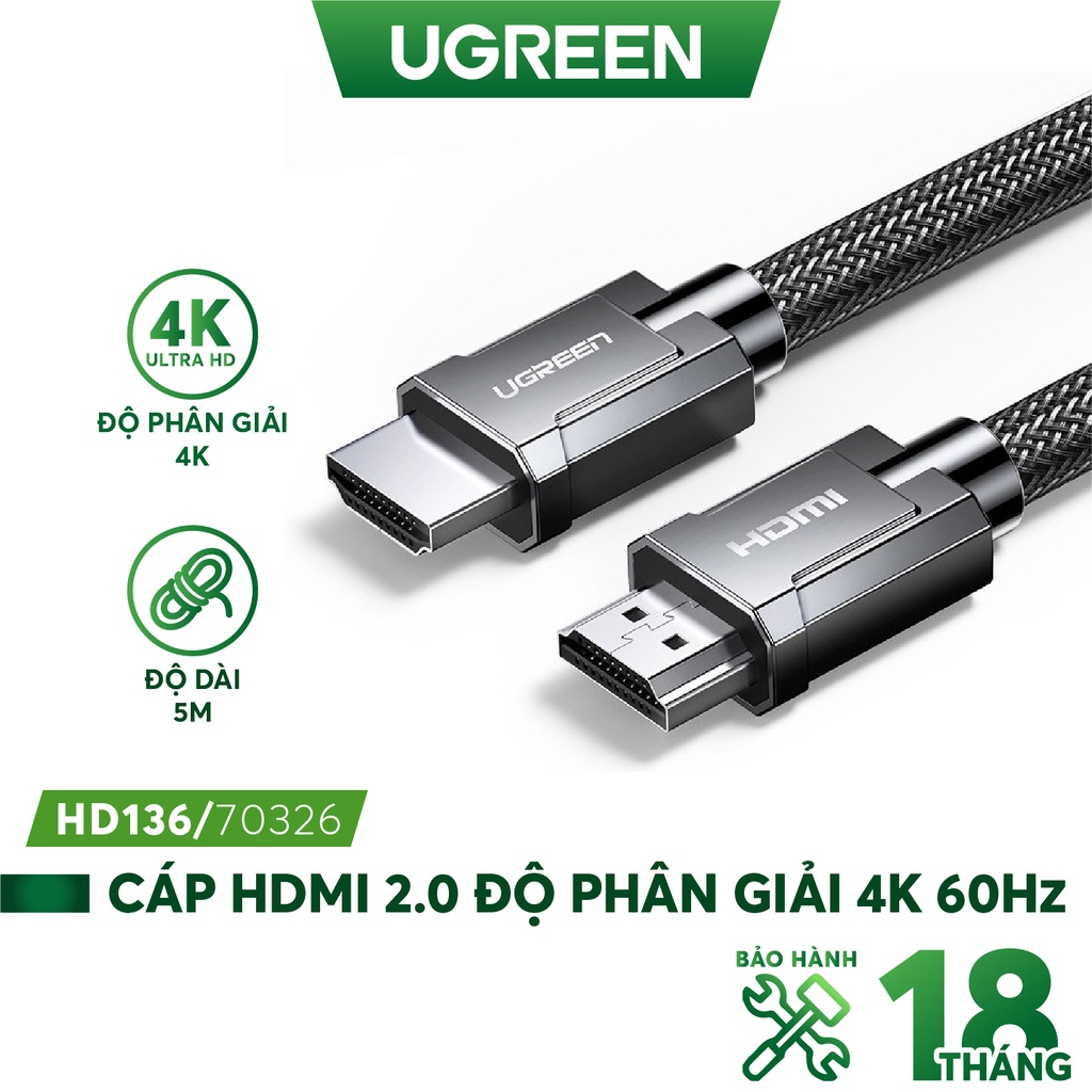 Cáp hdmi 2.1 ugreen 50562 dài 5m độ phân giải 8k/60hz cao cấp