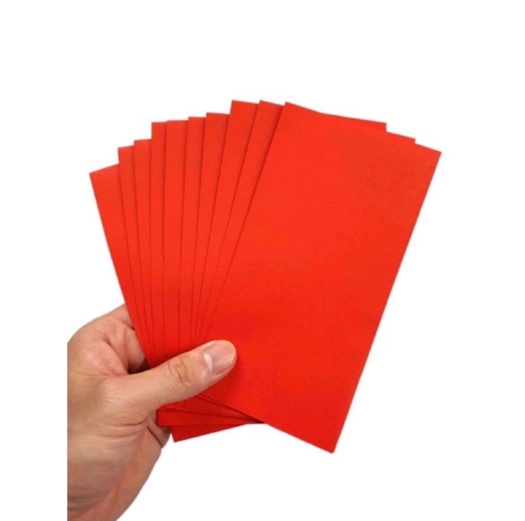 10 BAO LÌ XÌ ĐỎ TRƠN ĐỂ VIẾT THƯ PHÁP (xấp 10 cái)