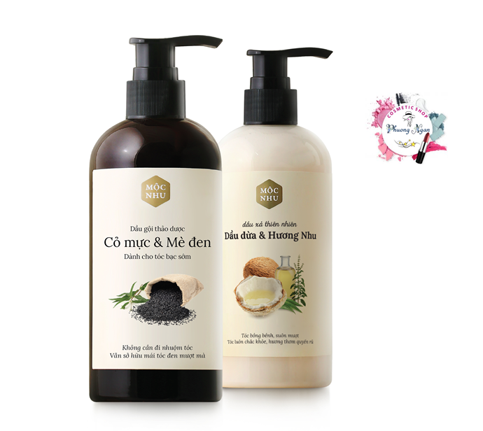 Combo dầu gội cỏ mực mè đen & dầu xả dầu dừa hương nhu - giúp hiệu quả dưỡng tóc tăng lên gấp đôi