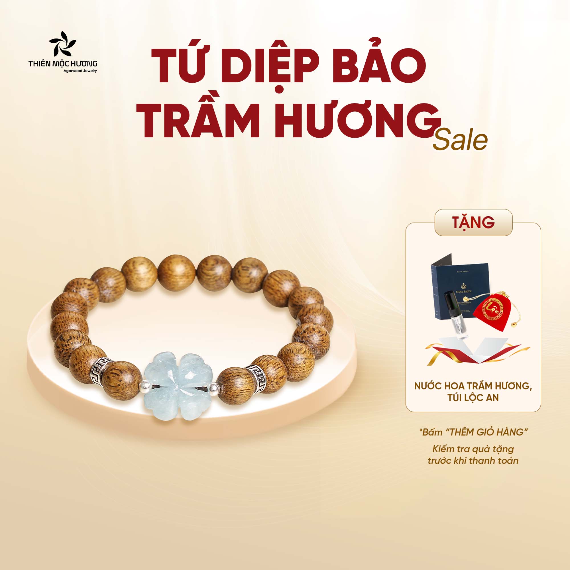 Vòng tay trầm hương tự nhiên, chuỗi hạt Tứ Diệp Bảo Thiên Mộc Hương, trầm tốc Việt Nam - chúc may mắn, thành công, giàu sang