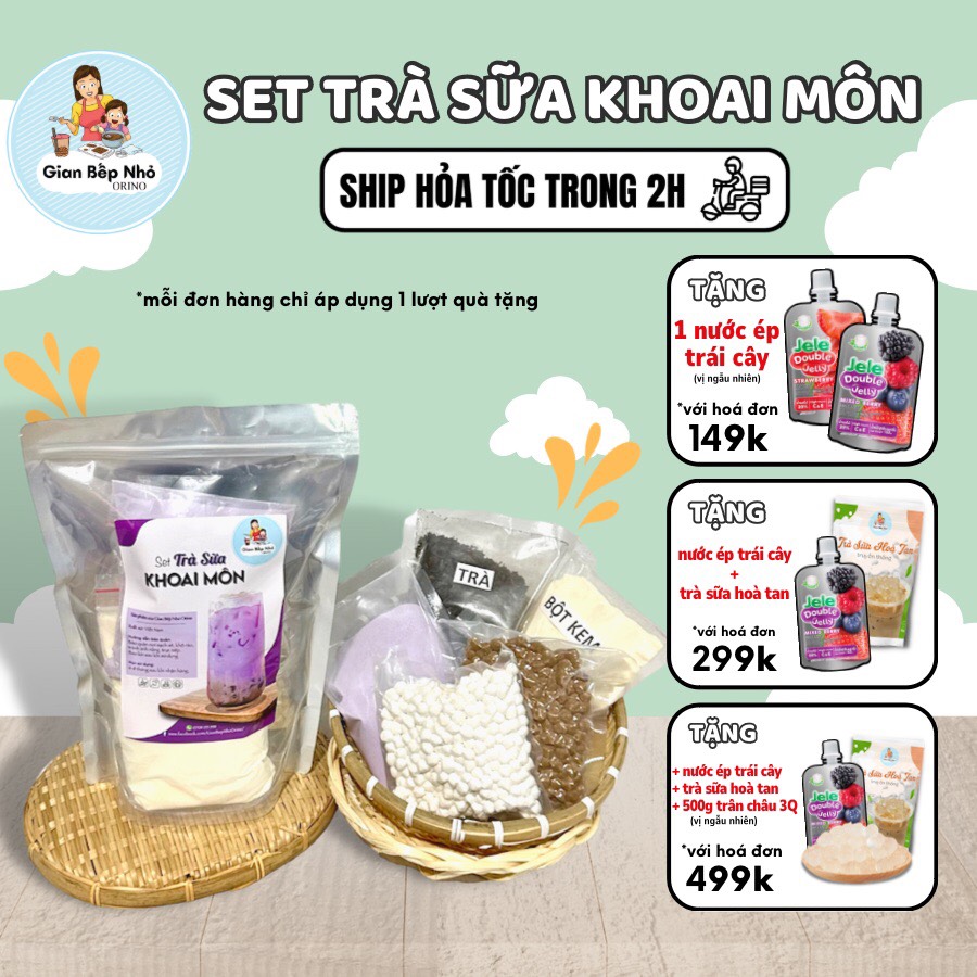 Set nguyên liệu trà sữa tự pha vị khoai môn - gian bếp nhỏ orino