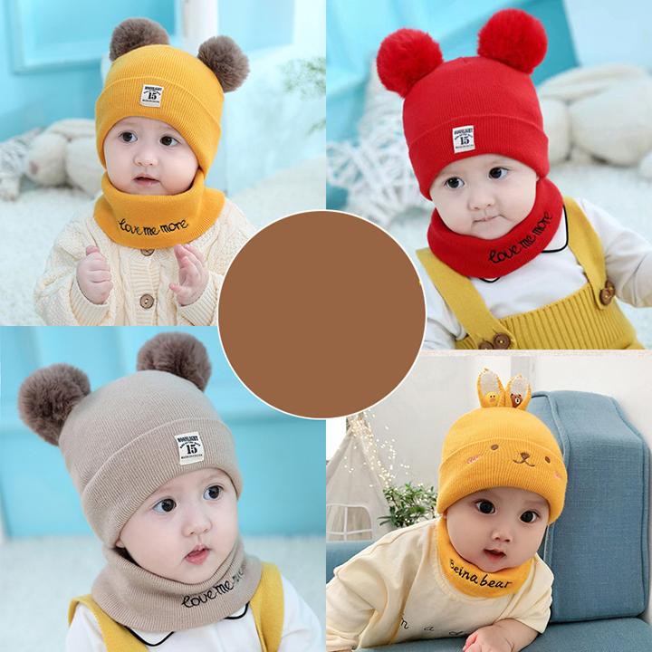 Bộ nón len và khăn ống mềm xinh (Cho bé trai và gái từ 6-36 tháng)
