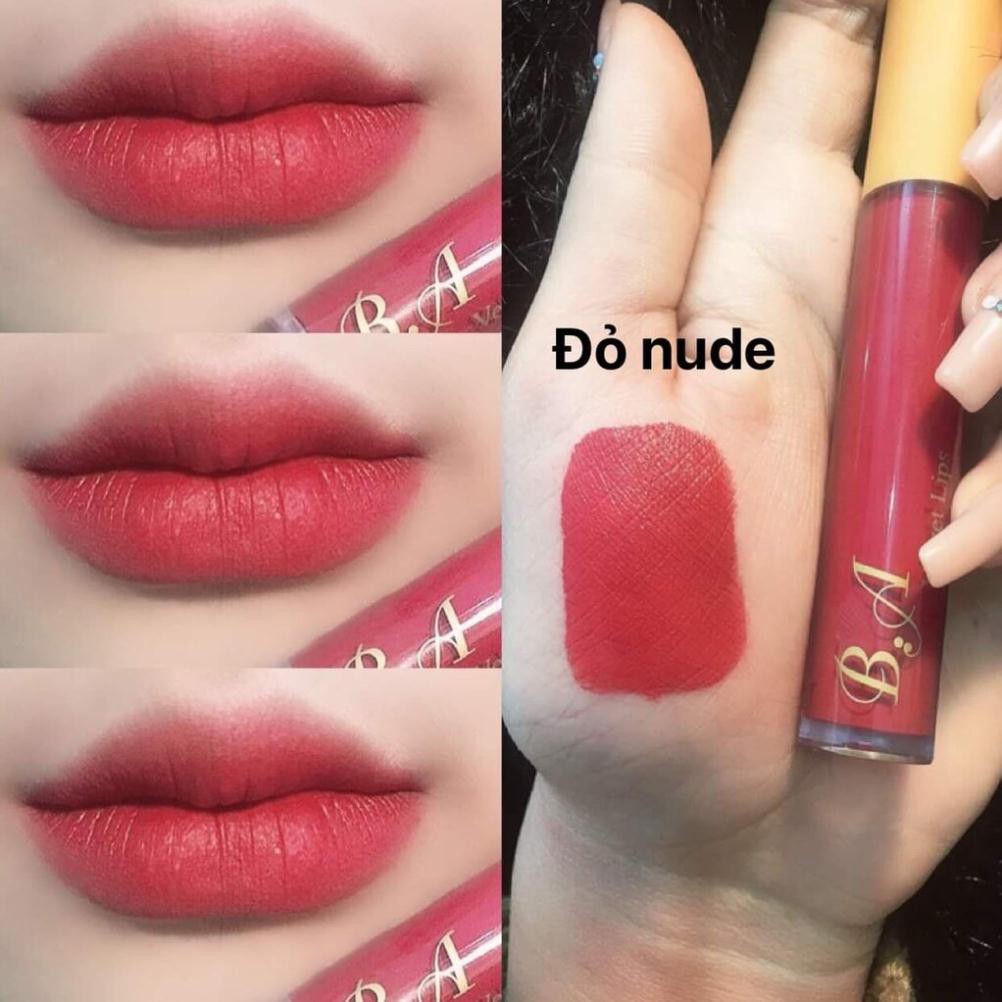 Son kem lì nắp vàng cao cấp b.a màu đỏ nude