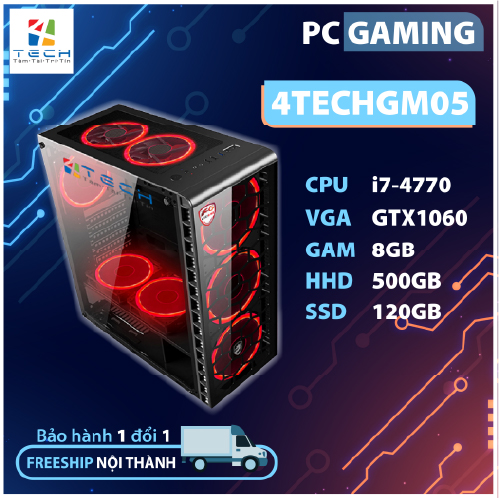 [Trả góp 0%]Máy tính Gaming cho Game thủ chơi Games chuyên nghiệp 4TechGM05 2019 trọn bộ Full Box kèm màn hình 24inch Full HD chiến mọi trò chơi hay đòi cấu hình cao Pubg pc mobile GTA5 fifa pes maxsetting Game phổ thông LOL Dota cf không giật lag.
