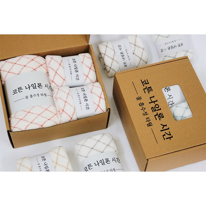 Bộ hộp 4 khăn tắm, khăn gội, khăn mặt lông cừu xuất hàn cao cấp siêu mềm mịn thấm nước mẫu mới