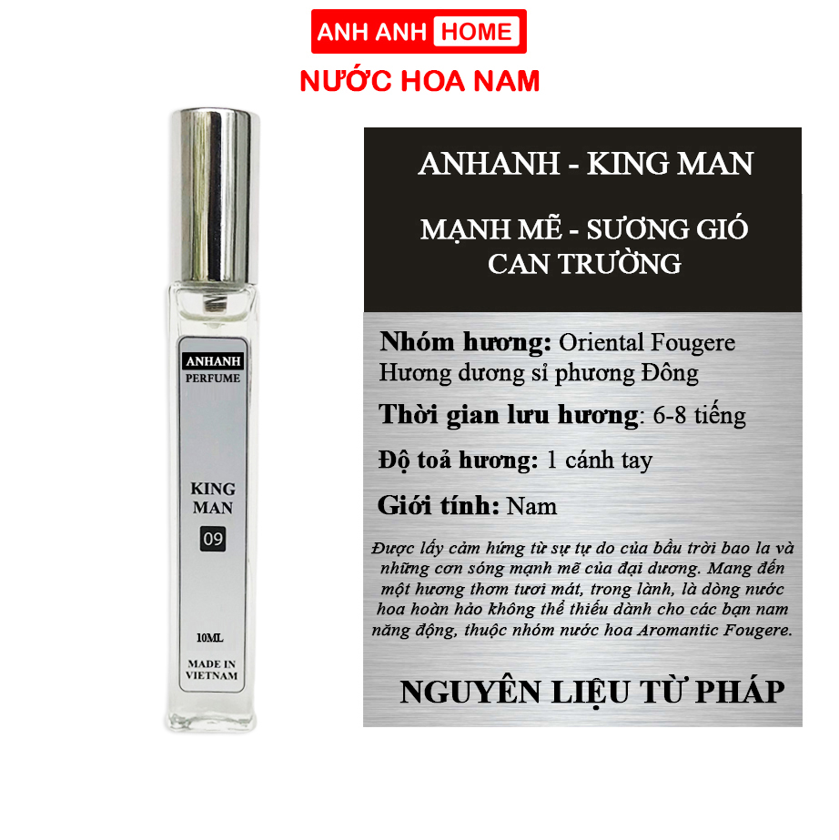 Tinh dầu Nước hoa nam AnhAnh King Man thơm lâu 6-8 tiếng - nam tính, tươi mát