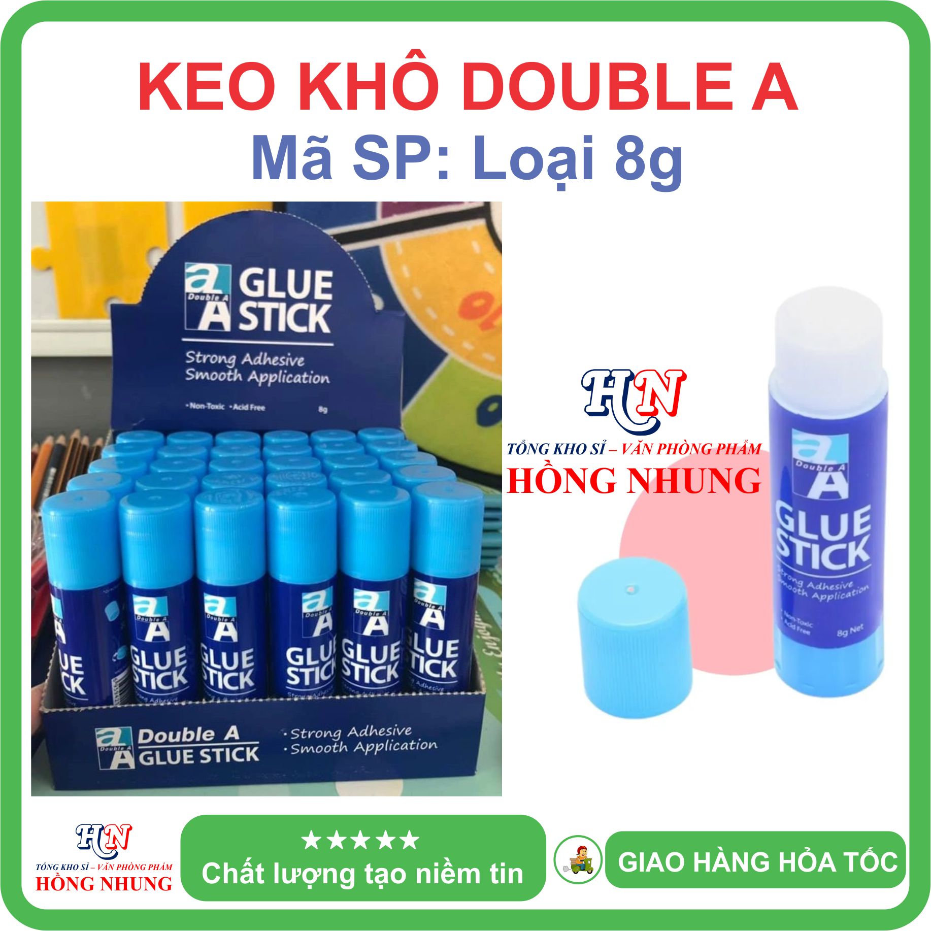 [SALE] Combo 10 Chai Keo Khô dán giấy Double A, Khô Nhanh, Không Độc Hại, giúp bé ham học.