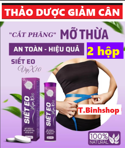(2 hộp) Giảm cân thảo dược VIP X10 -  Viên sủi giảm cân an toàn nhanh chóng tan mỡ bụng hộp 20 viên [hạn sử dụng 2025].