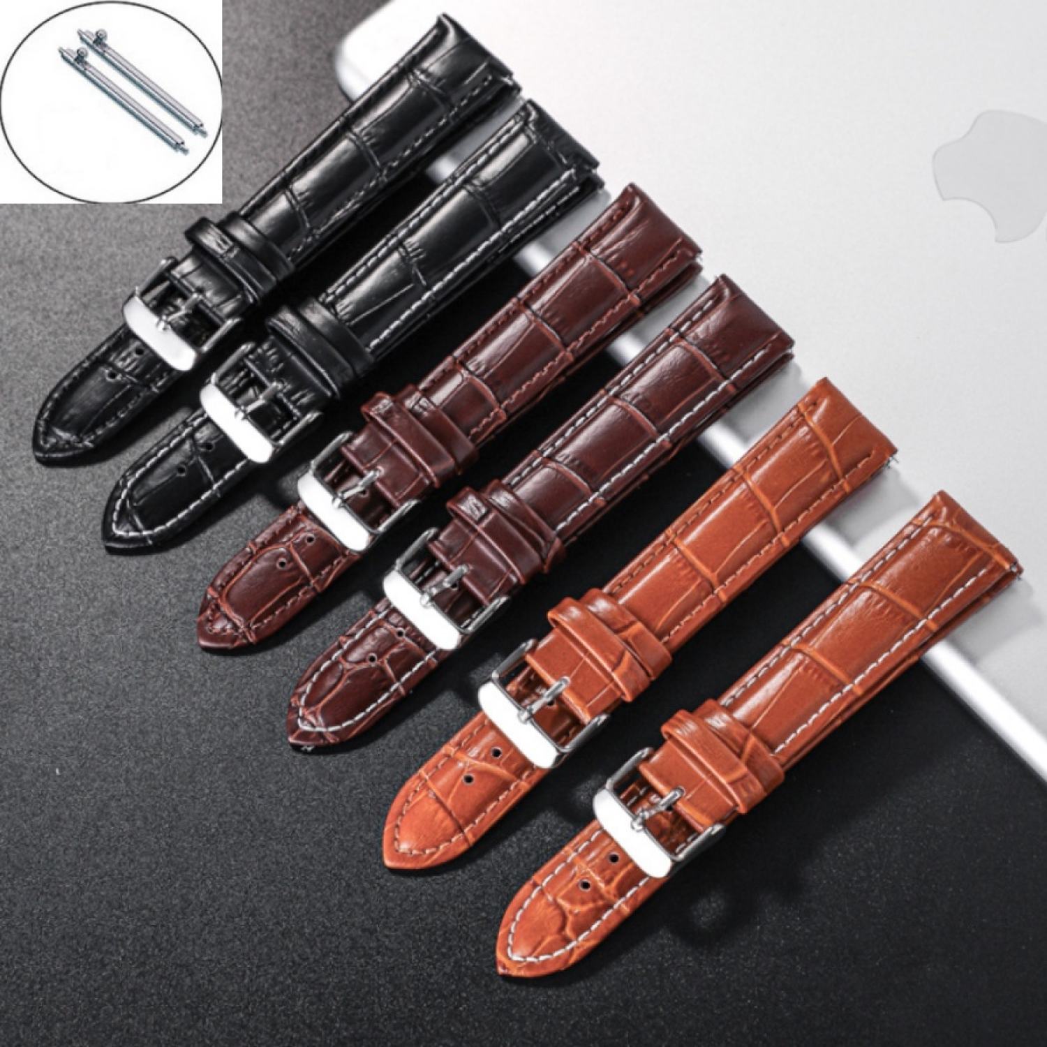 Dây đồng hồ da bò chốt thông minh 18mm 20mm 22mm cho casio orient seiko dw citizen samsung apple watᴄh daniel wellington