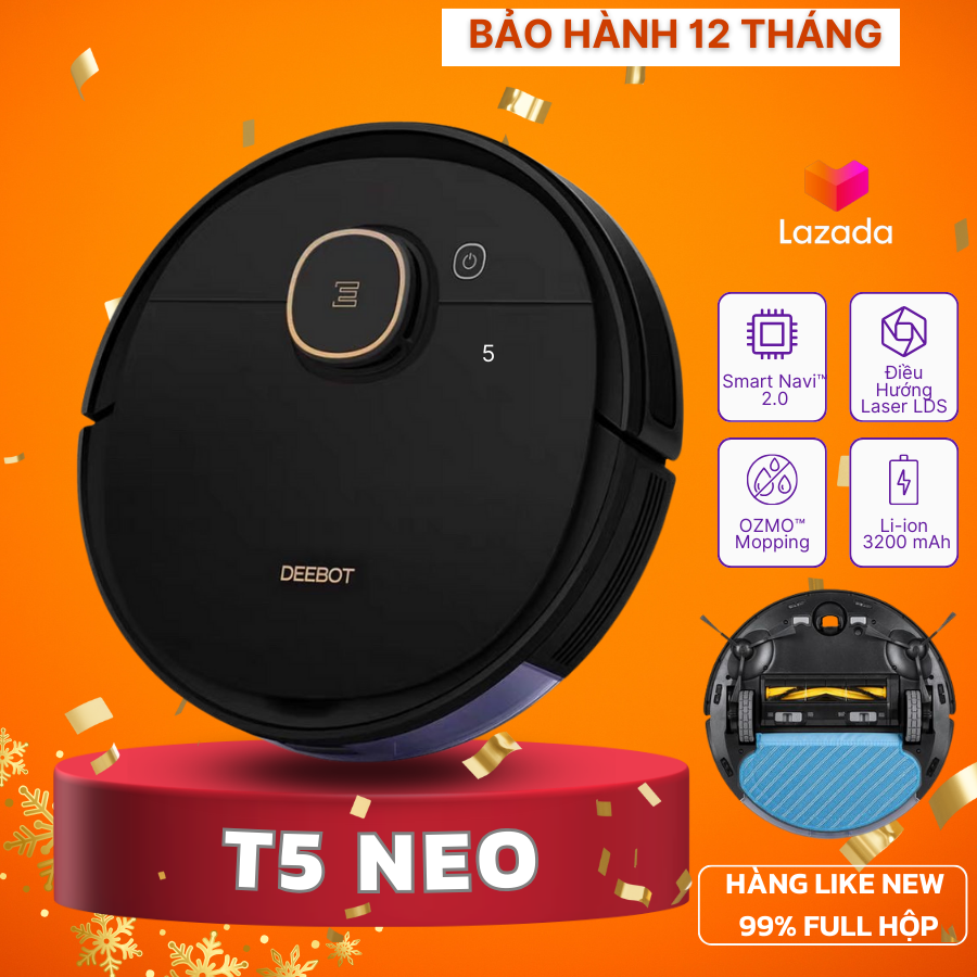 Robot hút bụi lau nhà ecovacs deebot T5 NEO - Hàng trưng bày như mới - Bảo hành 12 tháng, Giao Nhanh 2h HCM - Lắp Đặt Tại Nhà