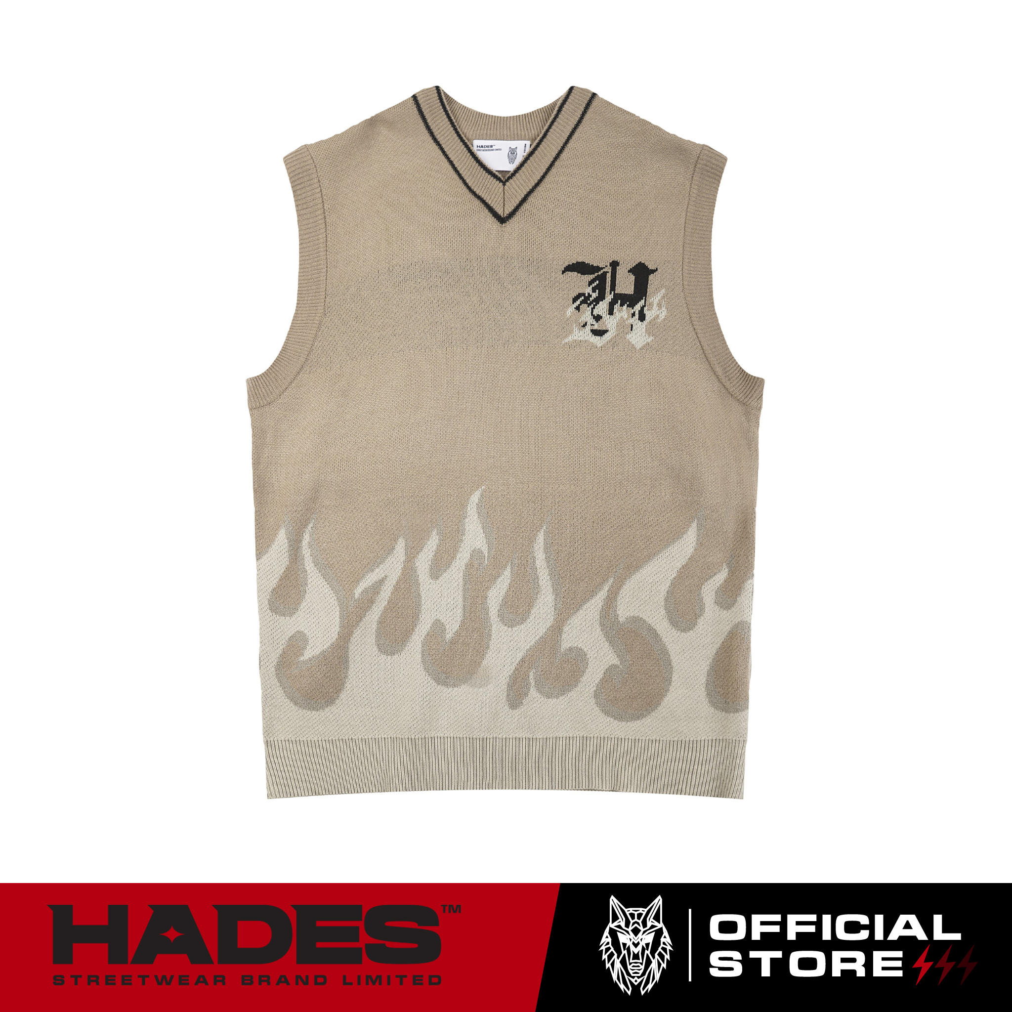 Áo len ghile unisex logo flame knit top - hades brand chính hãng