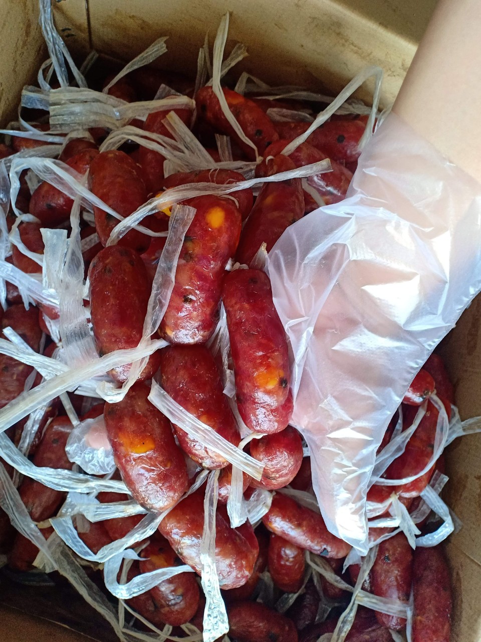 1kg lạp xưởng tươi trứng muối, đặc sản miền tây .Sản phẩm hút chân không, 2 túi 500g