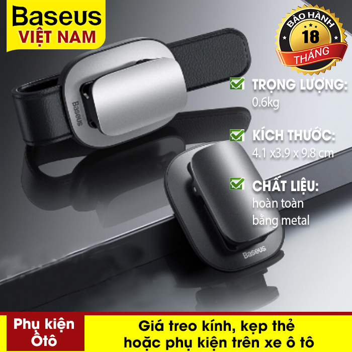 Giá treo kính, kẹp thẻ hoặc phụ kiện trên xe ô tô Baseus Platinum Vehicle Eyewear Clip (Clamping Type / Paste Type)