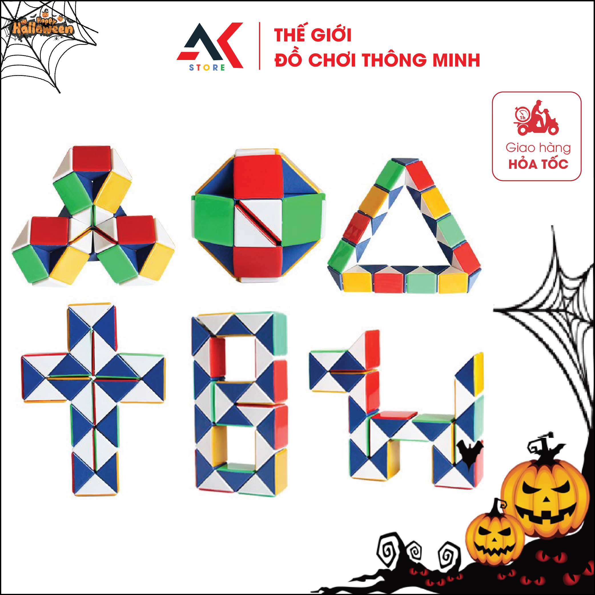 Rubik rắn gấp khúc magic snake 24 đoạn đồ chơi rubik biến thể nhiều màu sắc