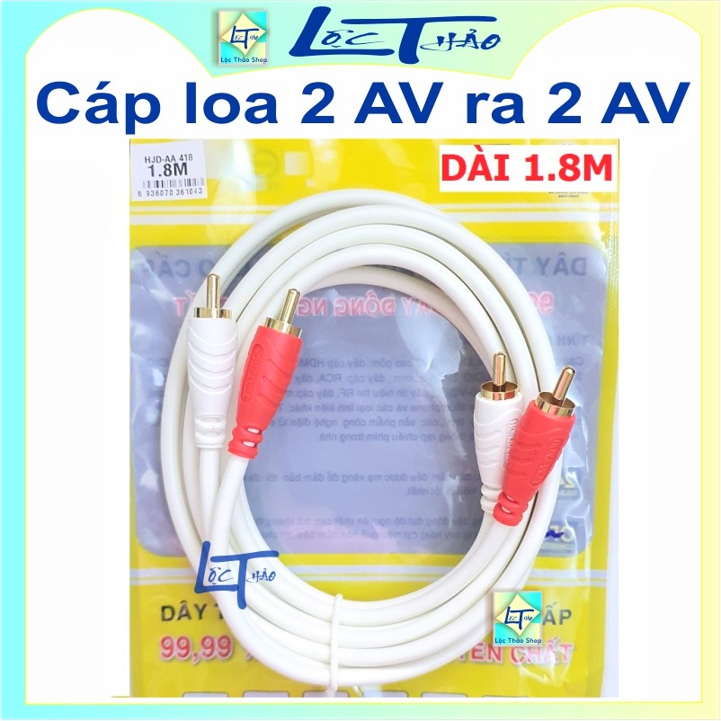 Cáp AV 4 đầu bông sen dài 1.8M lõi đồng cao cấp (dây av 4 đầu, Cáp loa 2 AV ra 2 AV)