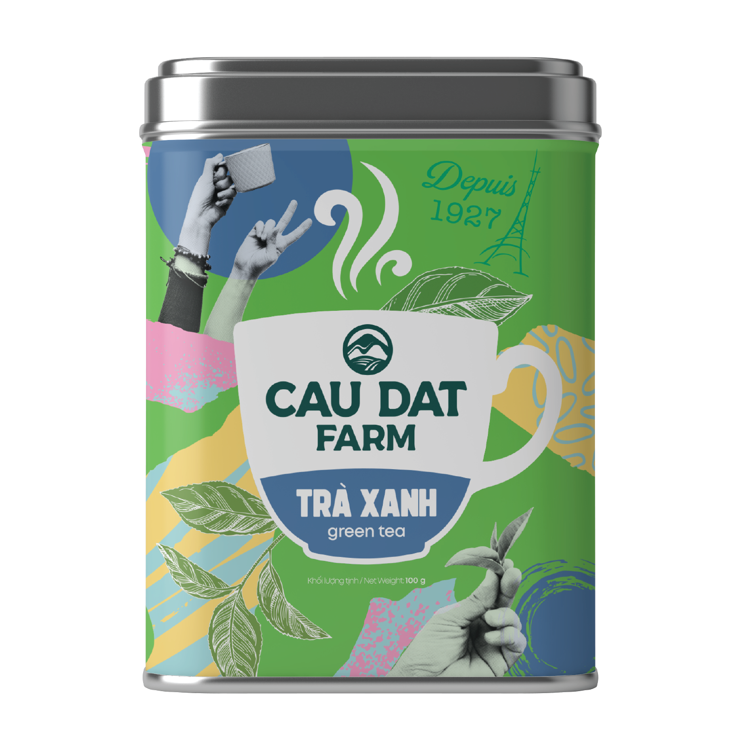 Trà xanh cầu đất hộp thiếc 100gr