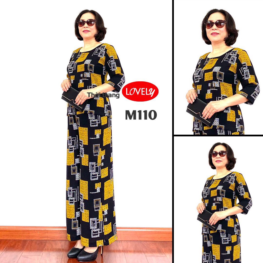 Bộ quần áo lụa hàn châu tay lỡ cho tuổi trung niên cho bà, cho mẹ họa tiết cực đẹp