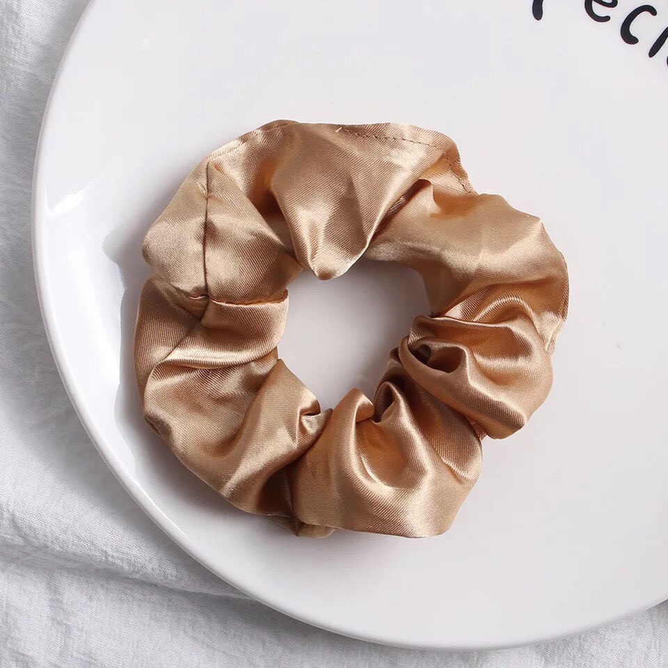Dây cột tóc vải cột scrunchies satin lụa phi bóng mềm size nhỏ cho bé gái - pkt93- vani store